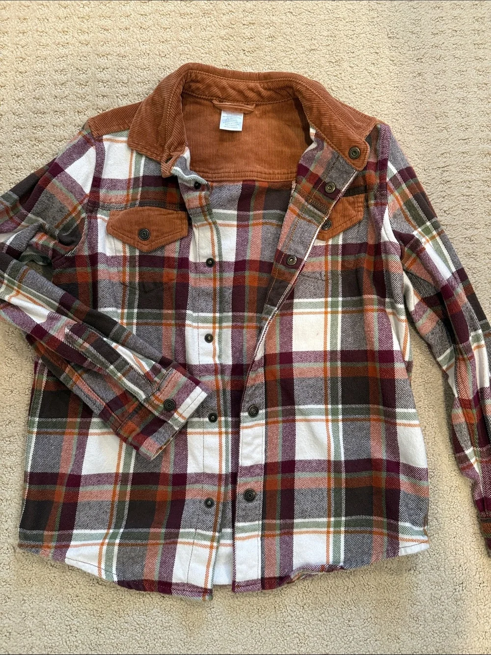 Boys Plaid Flannel Cotton Shirt Jacket in Size 10